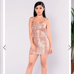 Sequence rose gold mini dress